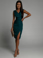 Summer V-neck Sleeveless Split High Waist Dress