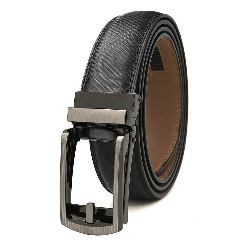 Men's automatic buckle two-layer cowhide leather belt ﻿