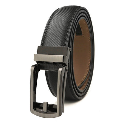 Men's automatic buckle two-layer cowhide leather belt ﻿