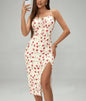 Summer Printed Suspender Split Dress Fashion Slim Lace-up Long Dresses For Women Clothing