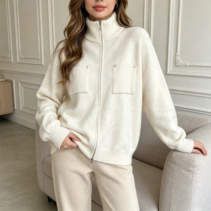 zipper long sleeved sweater