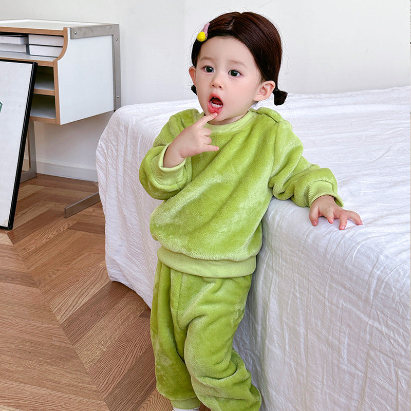 Children's Fleece-lined Thermal Pajamas
