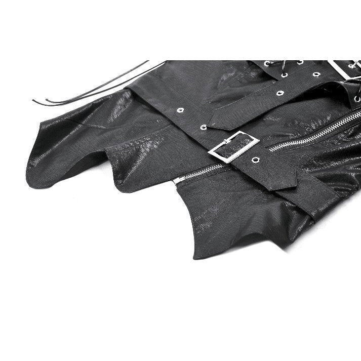 Haut corset en similicuir à une épaule Dark in Love Vespera orné de clous