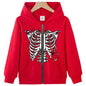 Ribbed Heart Print Zip-Up Casual Loose hoodies