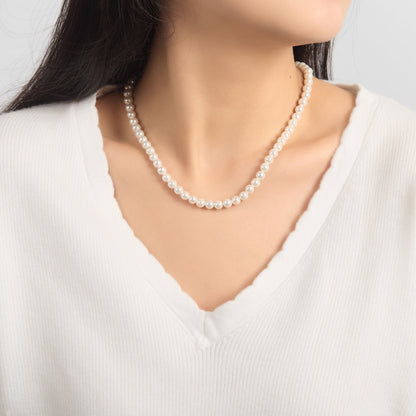 White Pearl Strand Choker Necklace