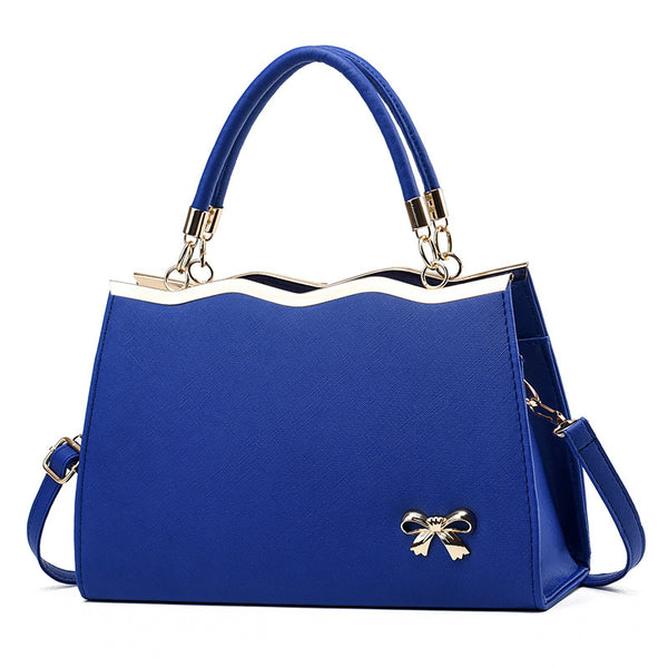 Bowknot Handbag - Elegant PU Leather Messenger Bag
