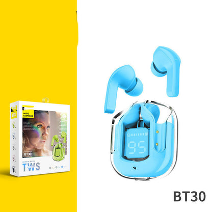 Nouveaux mini écouteurs Bluetooth sans fil transparents avec affichage numérique et réduction de bruit ENC, véritablement sans fil pour le sport et la musique