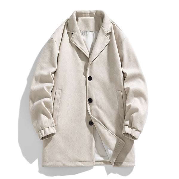 Trench-coat ample mi-long en laine pour homme