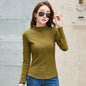 Solid color half zipper long sleeved women's slim fit top