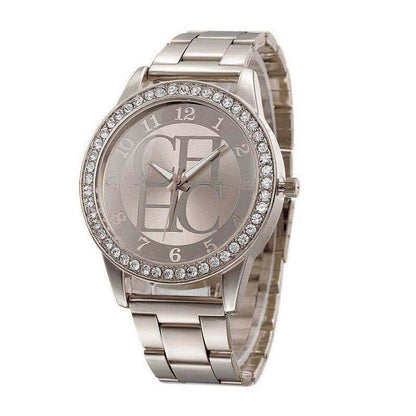Alloy Diamond-Embedded Men's Wristwatch Fashion Trend Steel Strap Gift Student Watch