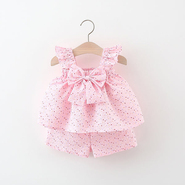 Bow-Detail Dress and Shorts Set