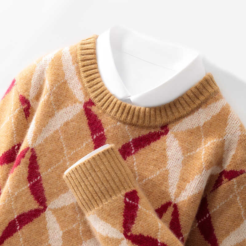 Mens wool Round Neck Multicolor Thick Loose sweater