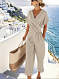 Women's Solid Colour Irregular Short Sleeve Suit