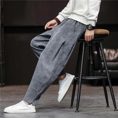 Mens Retro Corduroy Casual Straight Pants