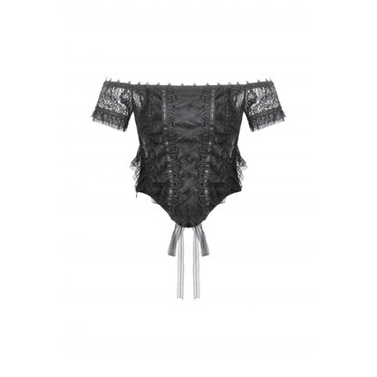 Dark in Love Ophelia Lace Off-Shoulder Gothic Top in Black