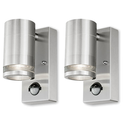 4lite Marinus GU10 Single Direction Outdoor Wall Light with PIR - Stainless Steel