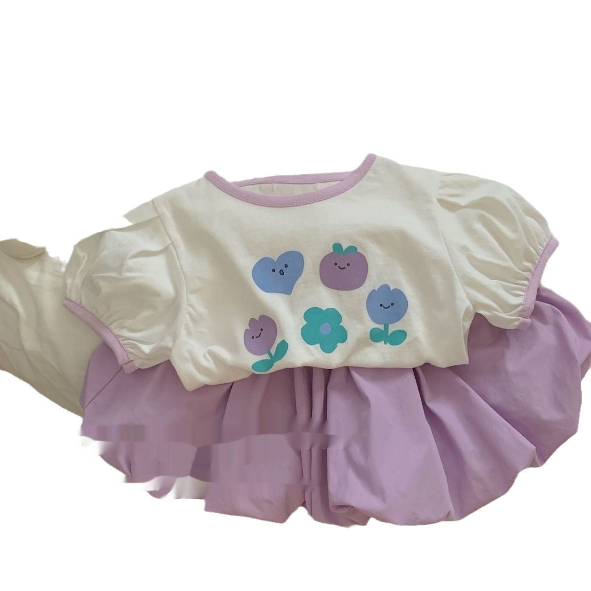Korean Style Western Style Baby Girl Purple Two-piece Set