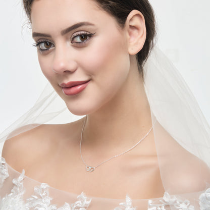 Sterling Silver I Couldn't Say I Do Without You Bridal Heart Link Necklace