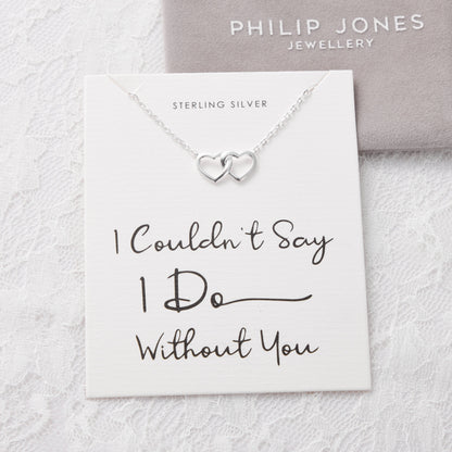 Sterling Silver I Couldn't Say I Do Without You Bridal Heart Link Necklace