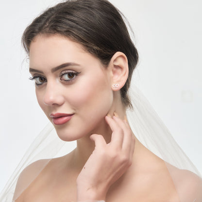 Sterling Silver I Couldn't Say I Do Without You Bridal Heart Link Earrings