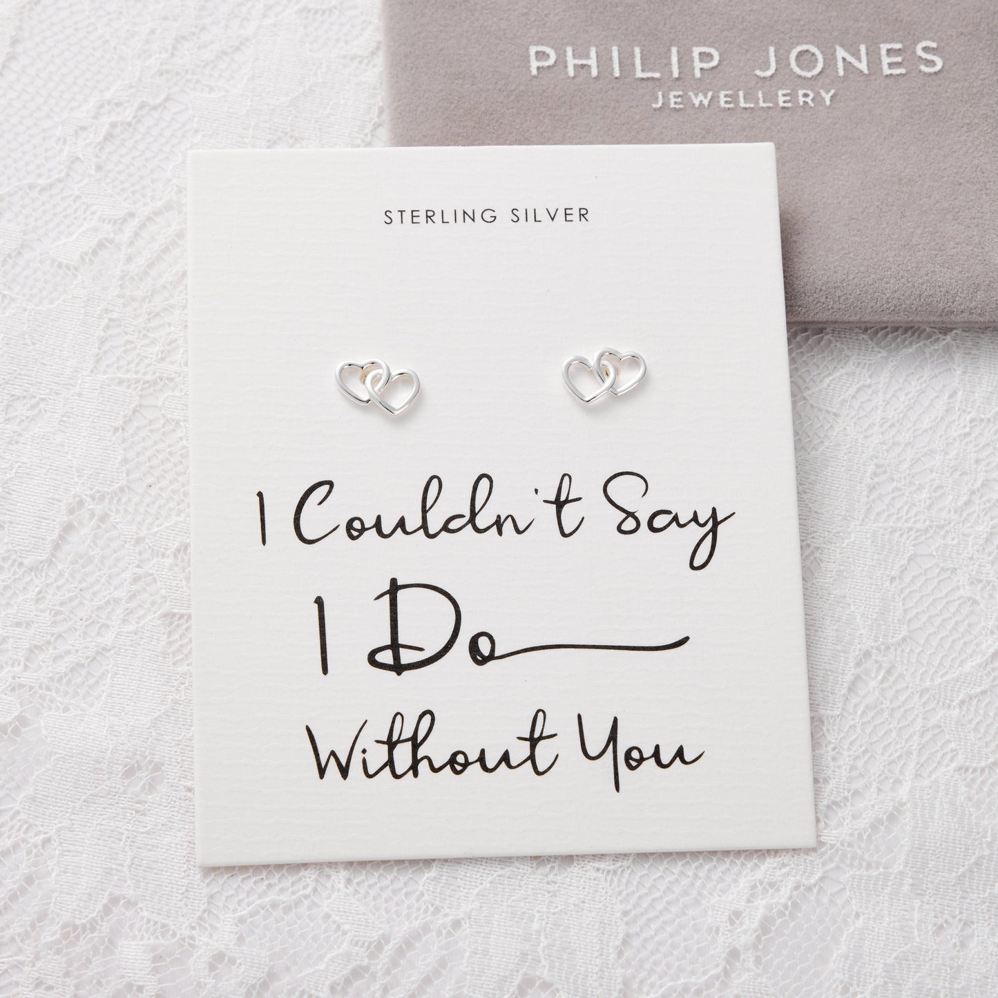 Sterling Silver I Couldn't Say I Do Without You Bridal Heart Link Earrings