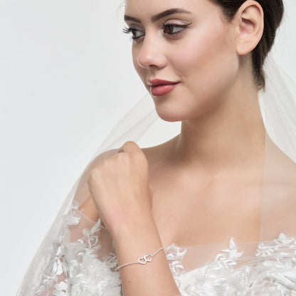 Sterling Silver I Couldn't Say I Do Without You Bridal Heart Link Bracelet