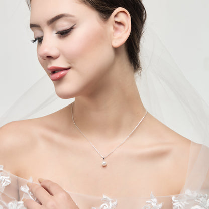 Sterling Silver I Couldn't Say I Do Without You Bridal Pearl Necklace