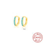 Earrings with Turquoise and Diamond Inlay 18K Gold Plated Stud