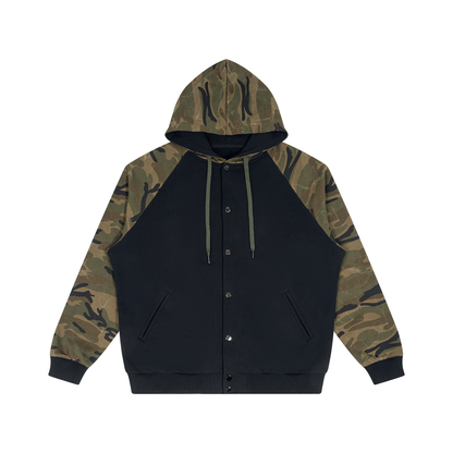 Unisex Camo-Splice Raglan Zip Hoodie