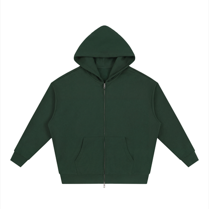 Waran Unisex Loose Solid Full Zip Hoodie