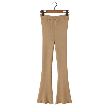 Slim fit micro flared knitted long pants