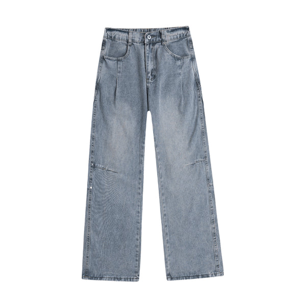 Street Style Studs Asymmetrical Straight Leg Jeans