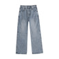 Street Style Studs Asymmetrical Straight Leg Jeans
