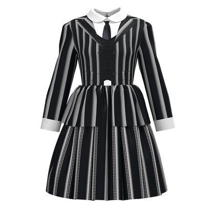 Jiamai New Wednesday Cosplay Striped Dress