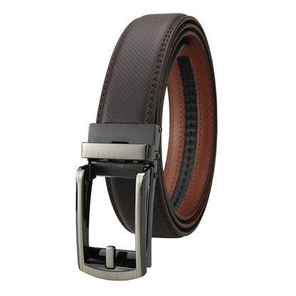 Men's automatic buckle two-layer cowhide leather belt ﻿