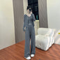 Wide-Leg Pants with Cardigan Jacket, 3-Piece Women's Outfit