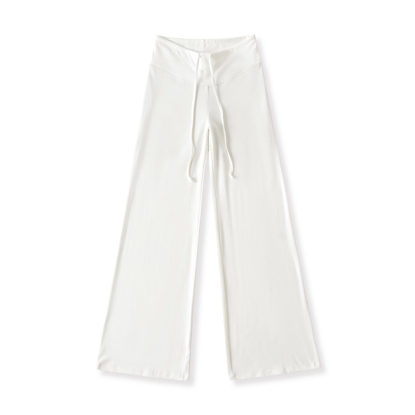 Solid color loose wide leg hanging drawstring straight leg pants