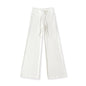 Solid color loose wide leg hanging drawstring straight leg pants