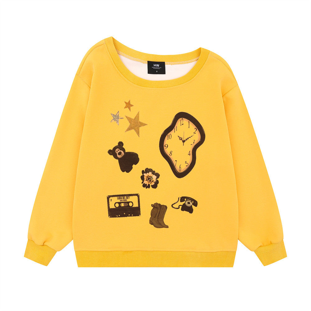 Sweat-shirt décontracté à col rond et épaules dénudées