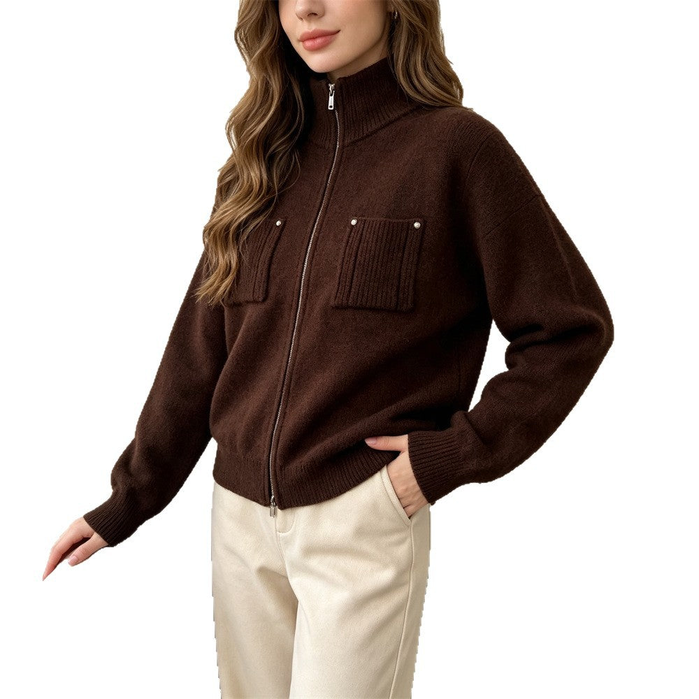 zipper long sleeved sweater