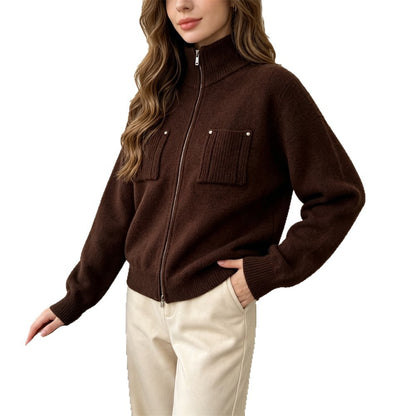 zipper long sleeved sweater