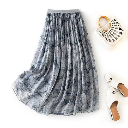 High waisted A-line hanging long skirt