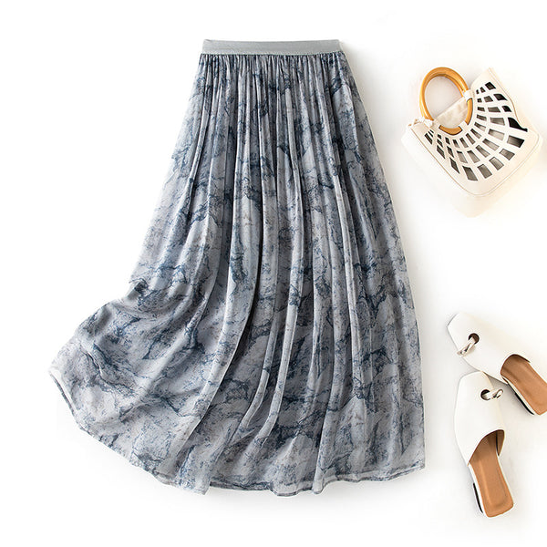 High waisted A-line hanging long skirt