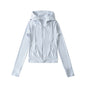 Hooded long sleeved T-shirt top cardigan