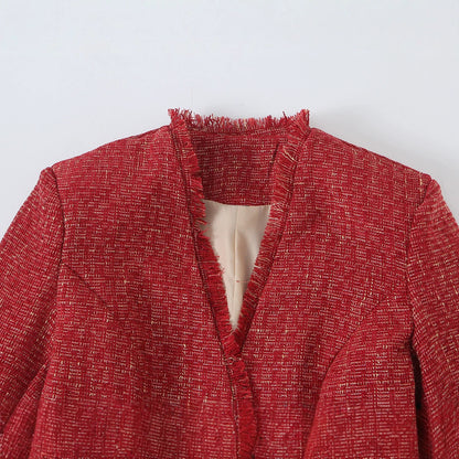 Pocket woolen suit jacket for women
