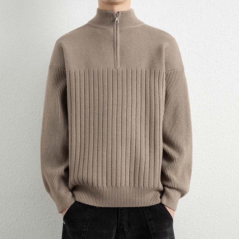Men's  Relaxed Fit Stand Collar Knitted Jacket