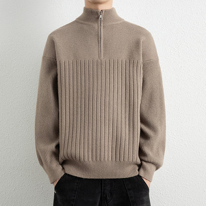 Men's  Relaxed Fit Stand Collar Knitted Jacket