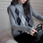 Women's V-Neck Knit Vest - Argyle Sleeveless Waistcoat Layering