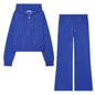 Zipper hooded double-sided fabric hoodie+pants set