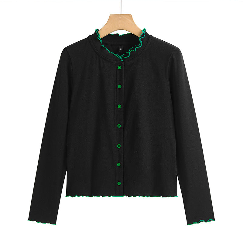 Slim button up cardigan long sleeved top
